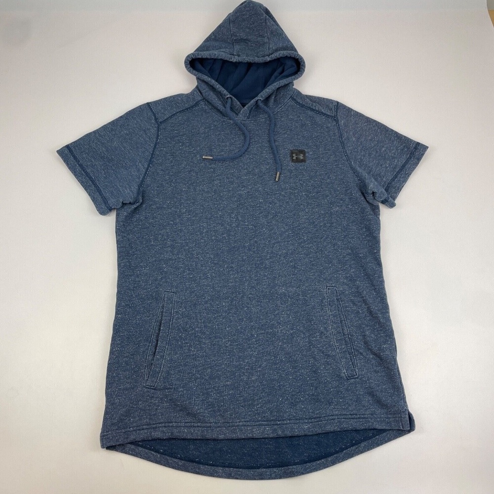 Under Armour Mens Size M Fitted Short Sleeve Hoodie Sweatshirt Blue